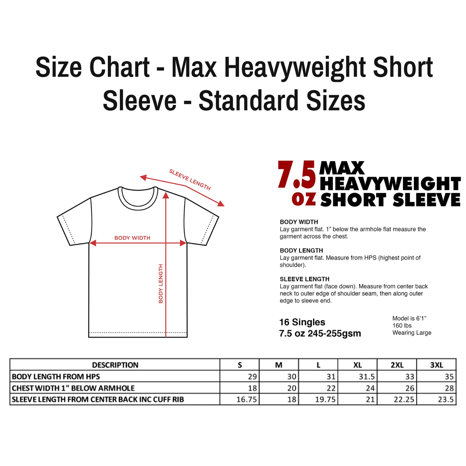 Sizing Chart – Cellar Door